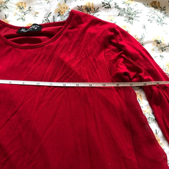 Basically Me Red Long Sleeve High Low Tunic Top - Picture 7 of 10
